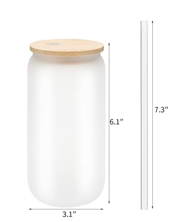 16 or 20 ounce sipper glass with bamboo lid and straw