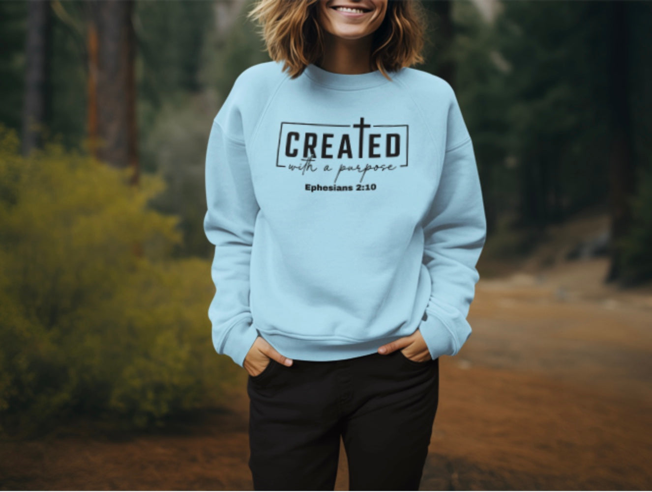 Created With A Purpose Christian Crew Neck