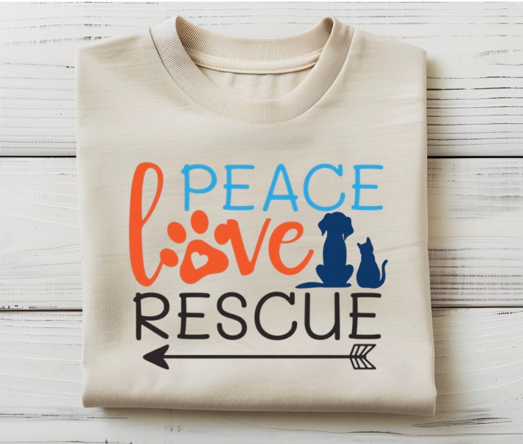Love, Peace, Rescue Cotton T-Shirt