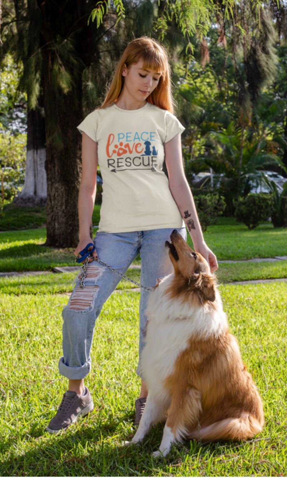 Love, Peace, Rescue Cotton T-Shirt