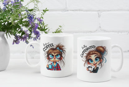 Coffee Lover's Ceramic Mug - 11oz & 15oz - Cute Design for Caffeine Enthusiasts, Before After Coffee, Funny Gifts For Her
