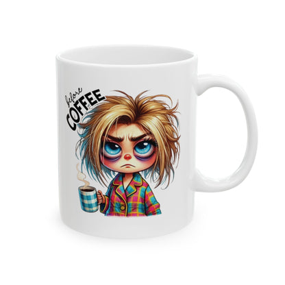 Coffee Lover's Ceramic Mug - 11oz & 15oz - Cute Design for Caffeine Enthusiasts, Before After Coffee, Funny Gifts For Her
