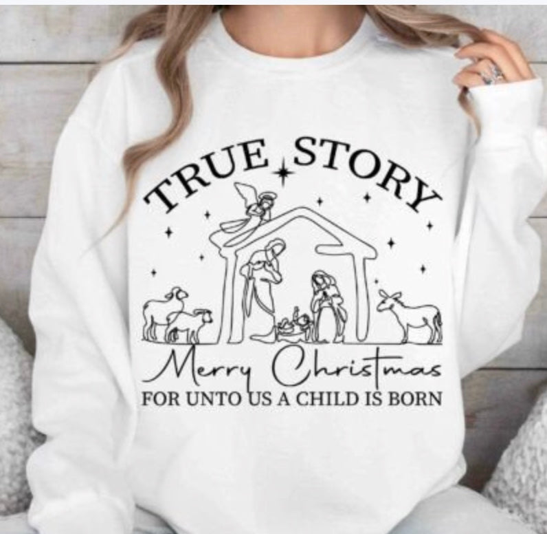 True Story Christmas Nativity Crew Neck