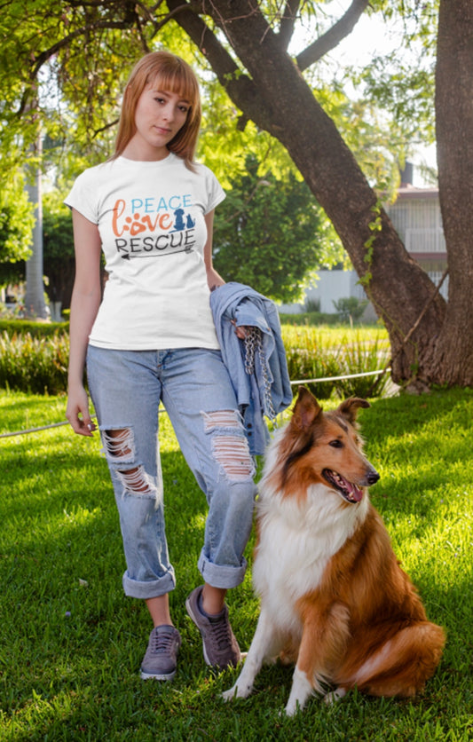 Love, Peace, Rescue Cotton T-Shirt