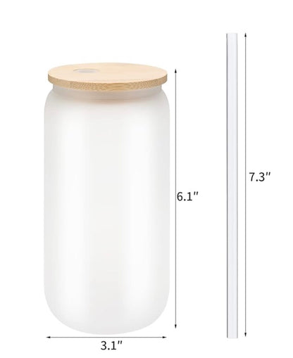16 or 20 ounce sipper glass with bamboo lid and straw