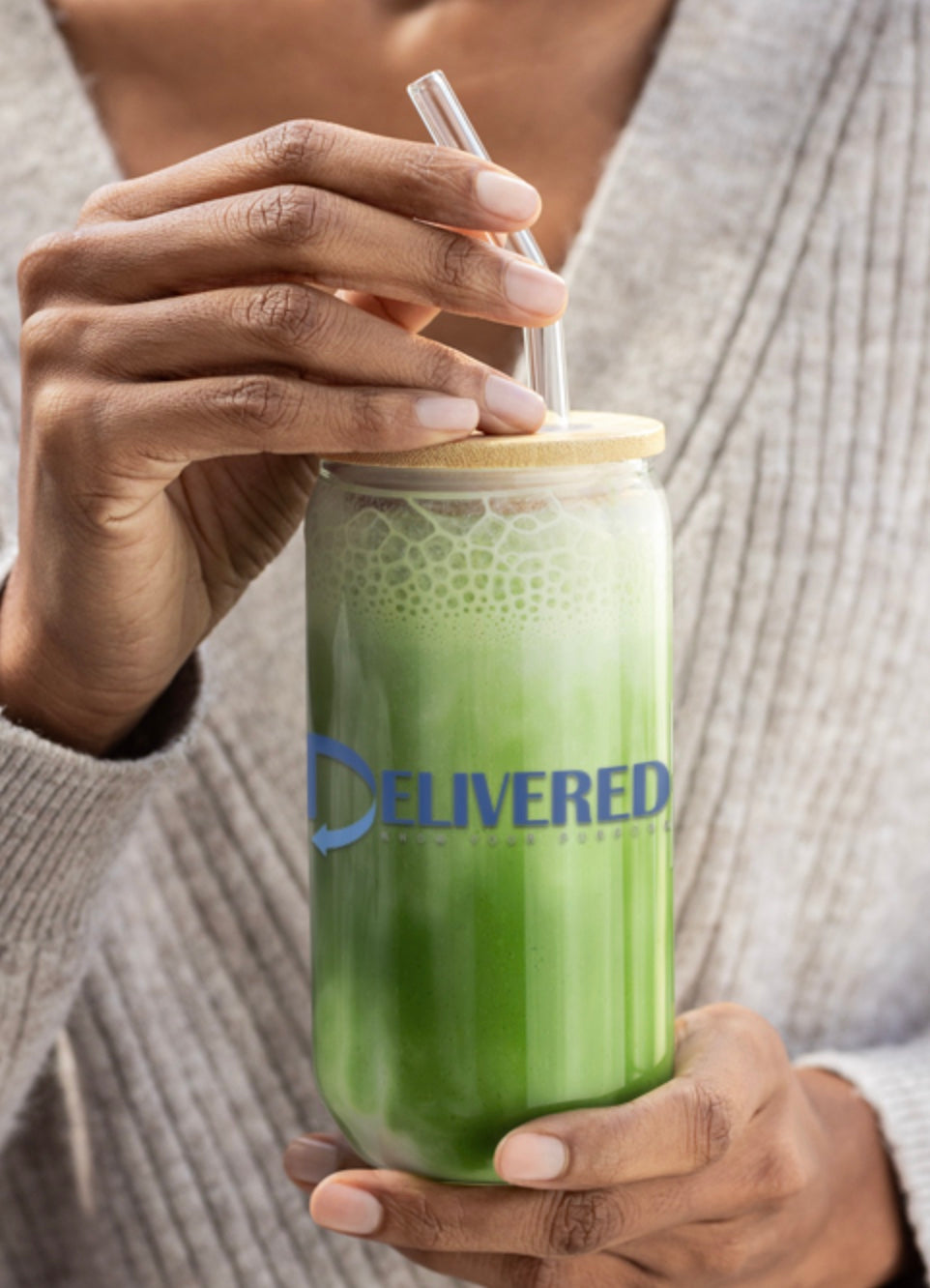 Delivered Know Your Purpose Frosted 16 oz Glass Sipper Cup