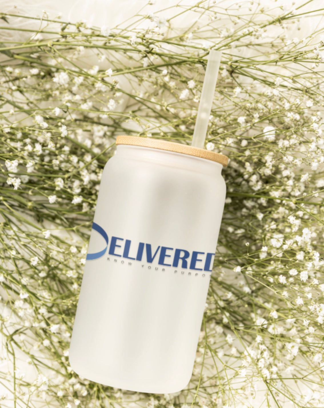 Delivered Know Your Purpose Frosted 16 oz Glass Sipper Cup