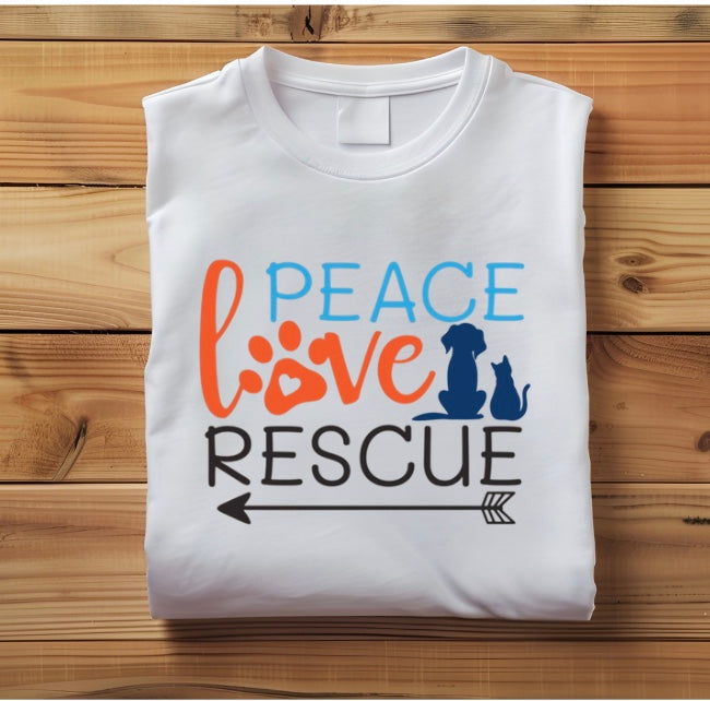 Love, Peace, Rescue Cotton T-Shirt
